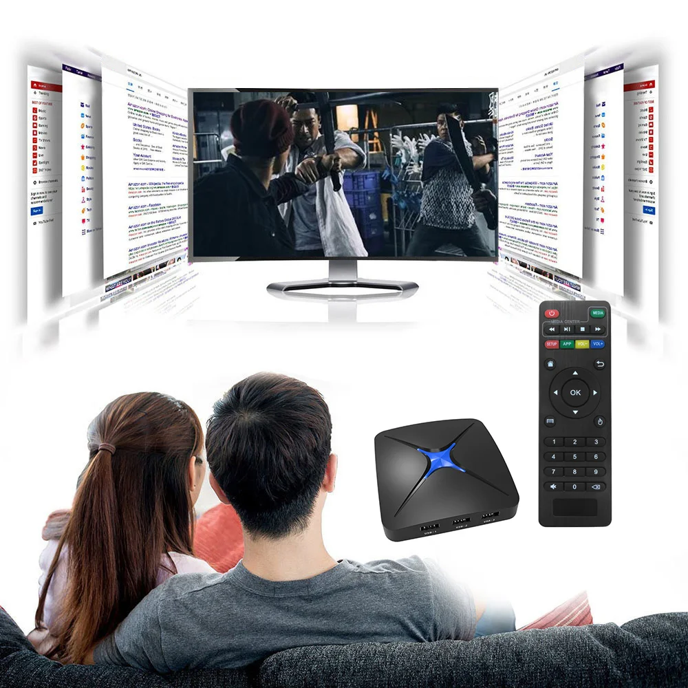 ТВ-бокс T96N+ Smart Android 7,1 4 ГБ/32 ГБ RK3328 Четырехъядерный 4K USB3.0 трансляция DLNA Miracast Двойной Wi-Fi Bluetooth 4,1 HD медиаплеер