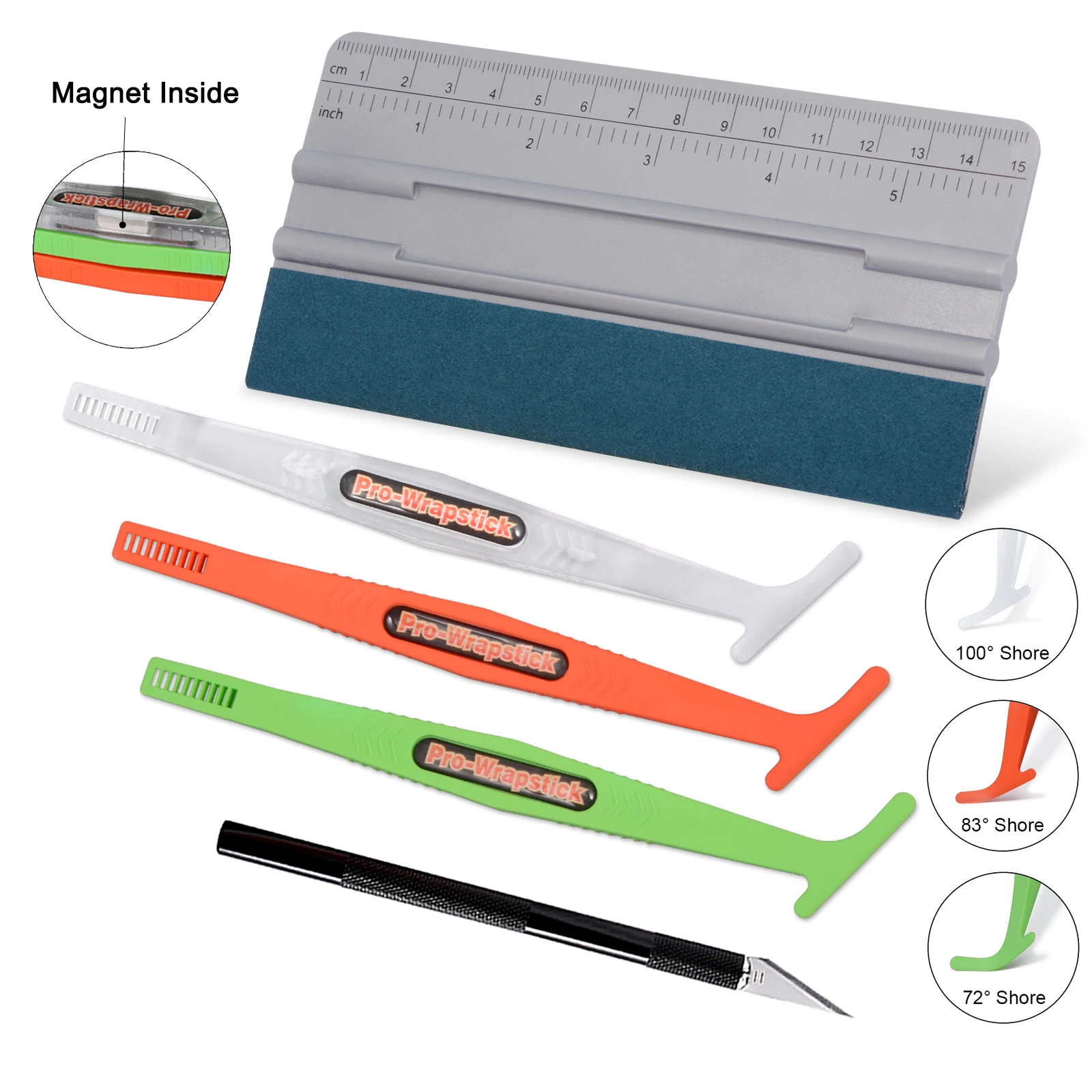 

EHDIS 5PCS Car Vinyl Tint Squeegee Tools Kit Wrap Foil Film Scale Suede Felt Scraper Window Decal Cutter Metal Carving Knife