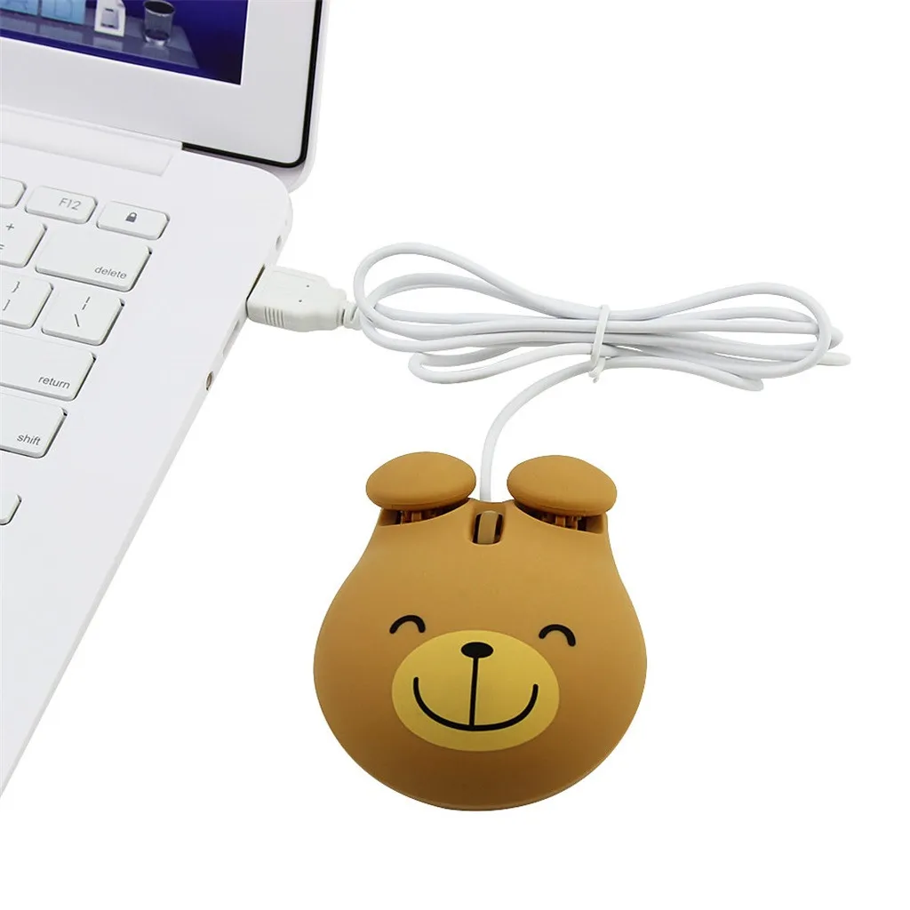 Милая Проводная игровая мышь с мультяшным животным 1600 dpi 3D оптическая USB для ПК кабель ноутбука z0910