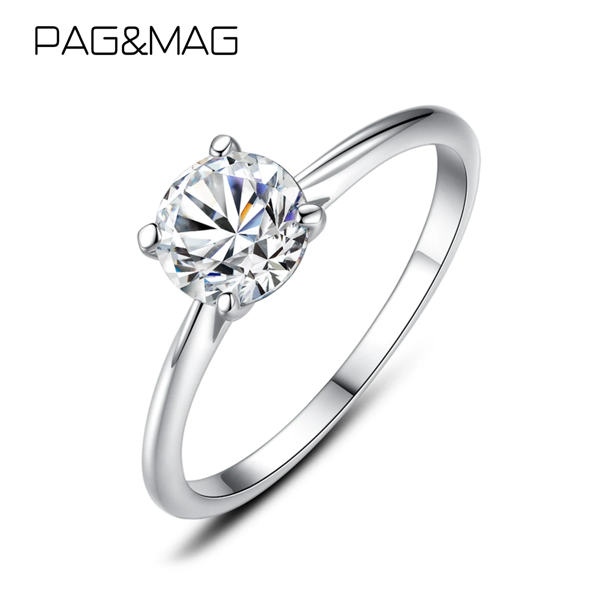 PAG &amp MAG Брендовое кольцо из стерлингового серебра 925 пробы блестящее с фианитом AAA