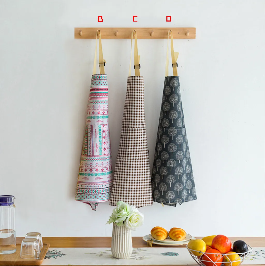 

Saingace Adjustable Kitchen Oilproof Apron Waterproof Cooking Pockets Kitchen Apron For Woman Men Cafe Shop BBQ Apron #45