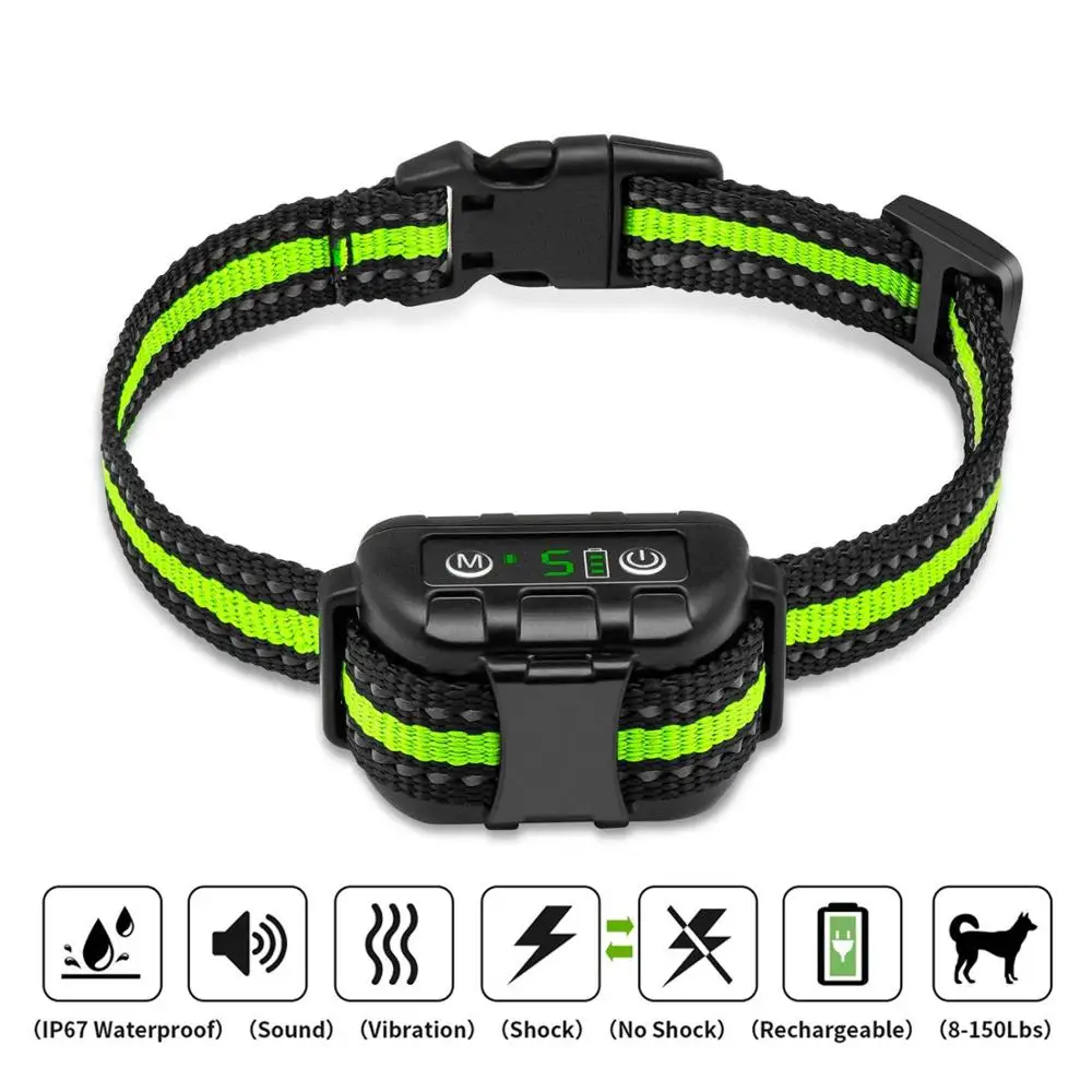 Goede Anti Bark Halsband Elektrische Schok Trillingen Geluid Met Led Voor Kleine Tot Grote Hond Geen Barking Training Kraag Hond levert