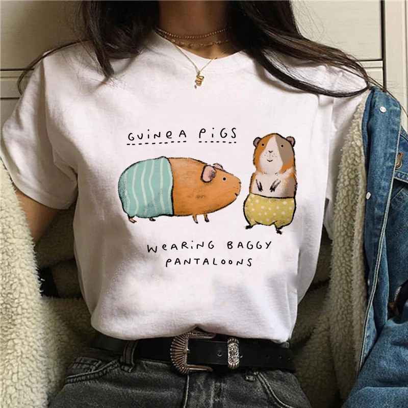 Guinea Pig Summer Funny Print Harajuku Top Women T-shirt Casual Ladies Basic O-collar Short Sleeved Women T-shirt Girl,Drop Ship tee shirts Tees