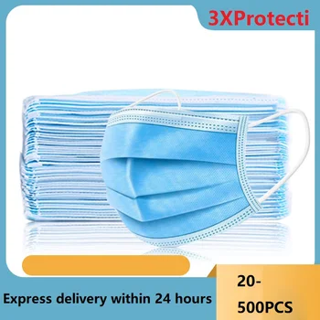 

Disposable Face Masks 3 Layers Elastic Ear Loop Meltblow Filter Daily Protection Safety Mouth Mask on Face