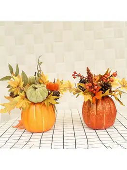 

Artificial Pumpkin Gourd Berry Maple Fall Leaves Pine Cones for Table Home Decor 4XFA