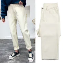 Корейская свободная Высокая Талия Джинсы женские стрейч большого размера черного цвета из джинсовой ткани женские джинсы Штаны джинсы Mujer; сезон осень