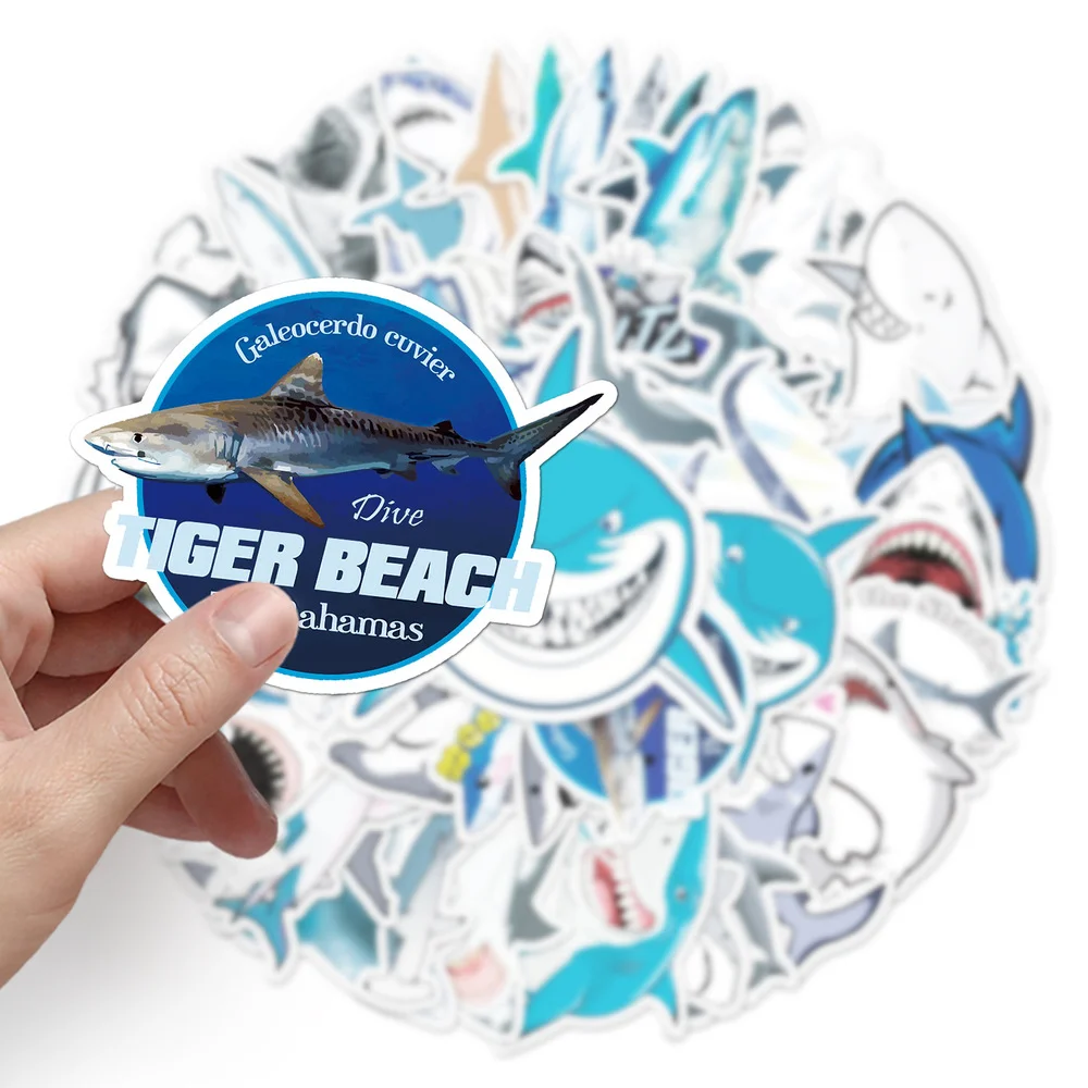 Cartoon Stickers Decorative Stickers Anime Stickers Kawaii Stickers Cartoon Animal Stickers Sea Animal Stickers 50pcs Cartoon Anime Marine Organism Stickers Cute Shark Waterproof Decals for Laptop Suitcase Guitar