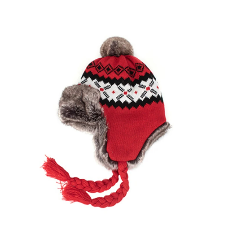 Фото Зимняя детская теплая шапка для мальчиков и девочек плотная плюшевая с защитой