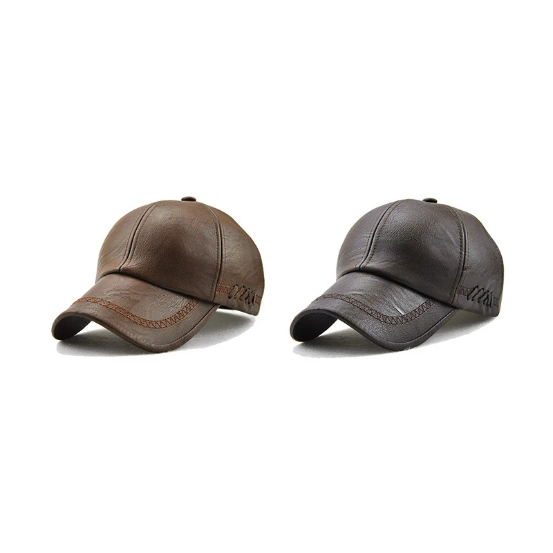 Модная дикая осенняя и зимняя бейсбольная Кепка из искусственной кожи новая уличная повседневная мужская теплая Кепка