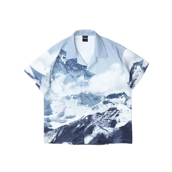 

Angels Painting Print Short Sleeve Button Shirts Coats Streetwear Hip Hop Harajuku Summer Casual Shirt Outwear Tops sur-w937