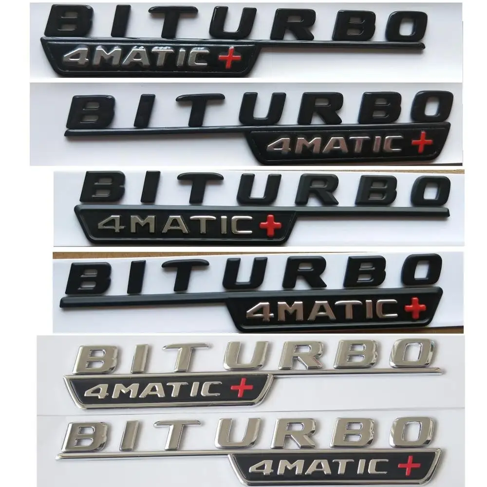 

For Mercedes Benz A35 A43 C43 E43 GLC43 GLE43 CLS53 GLB35 AMG 1 pair BITURBO 4MATIC+ Emblems Badge BITURBO4MATIC+ Emblem Sticker
