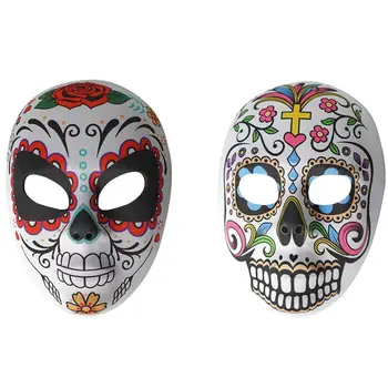 

2Pcs Day of the Dead Cosplay Mask Costume Mask Party Mask Prank Mask for Party Holiday Festivals Decoration