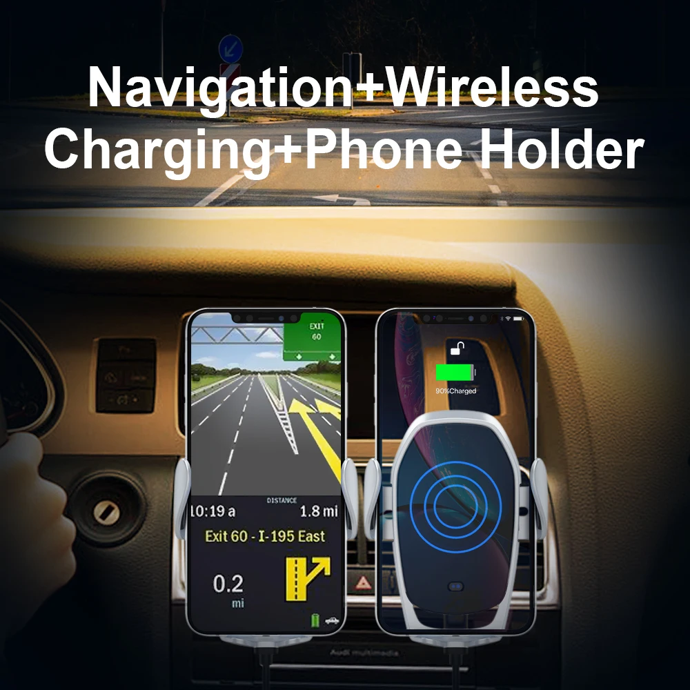 Esorun Hug 15W Qi Car Wireless Charger Mount Induction Fast Charging Car Phone Holder  for iPhone 12 for Samsung Xiaomi