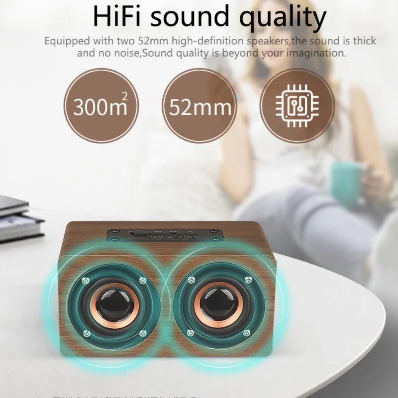 Wooden Clock W5C Version Bluetooth Speaker Clock Radio Bedside With Bluetooth Speaker EX03