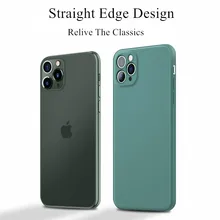 Nueva funda cuadrada de silicona de lujo para iPhone 11 Pro Max XR SE 2020 X XS 6 6S 7 8 Plus, fundas originales a prueba de golpes de Color sólido líquido(China)