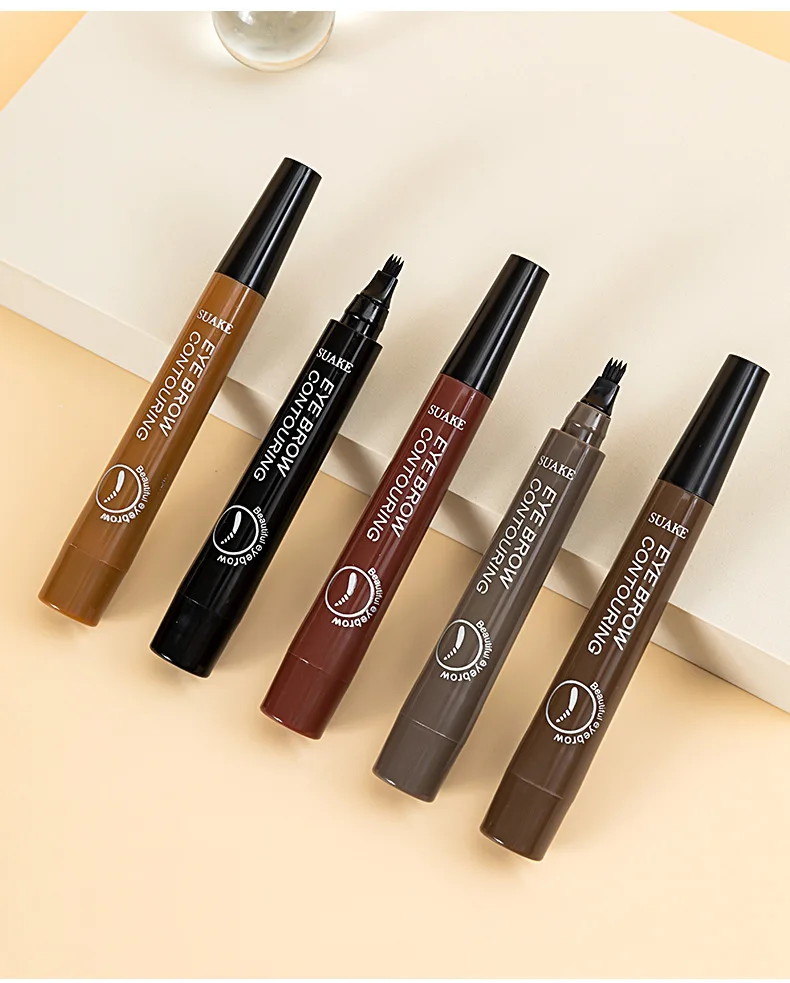 Waterproof Natural Eyebrow Pen Four-claw Eye Brow Tint Makeup three Colors Eyebrow Pencil Brown Black Grey Brush Cosmetics