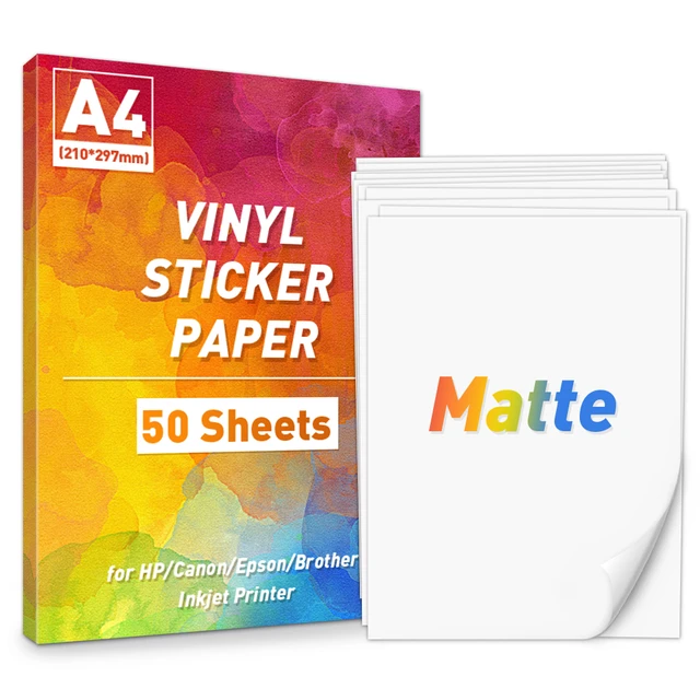 Papier autocollant A4 en vinyle imprimable, Transparent, blanc, étanche,  pour toutes les imprimantes à jet d'encre, DIY bricolage, 50 feuilles -  AliExpress