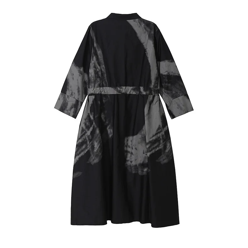 New Fashion Style Black Print Hit Color Vintage Dress Fashion Nova Clothing