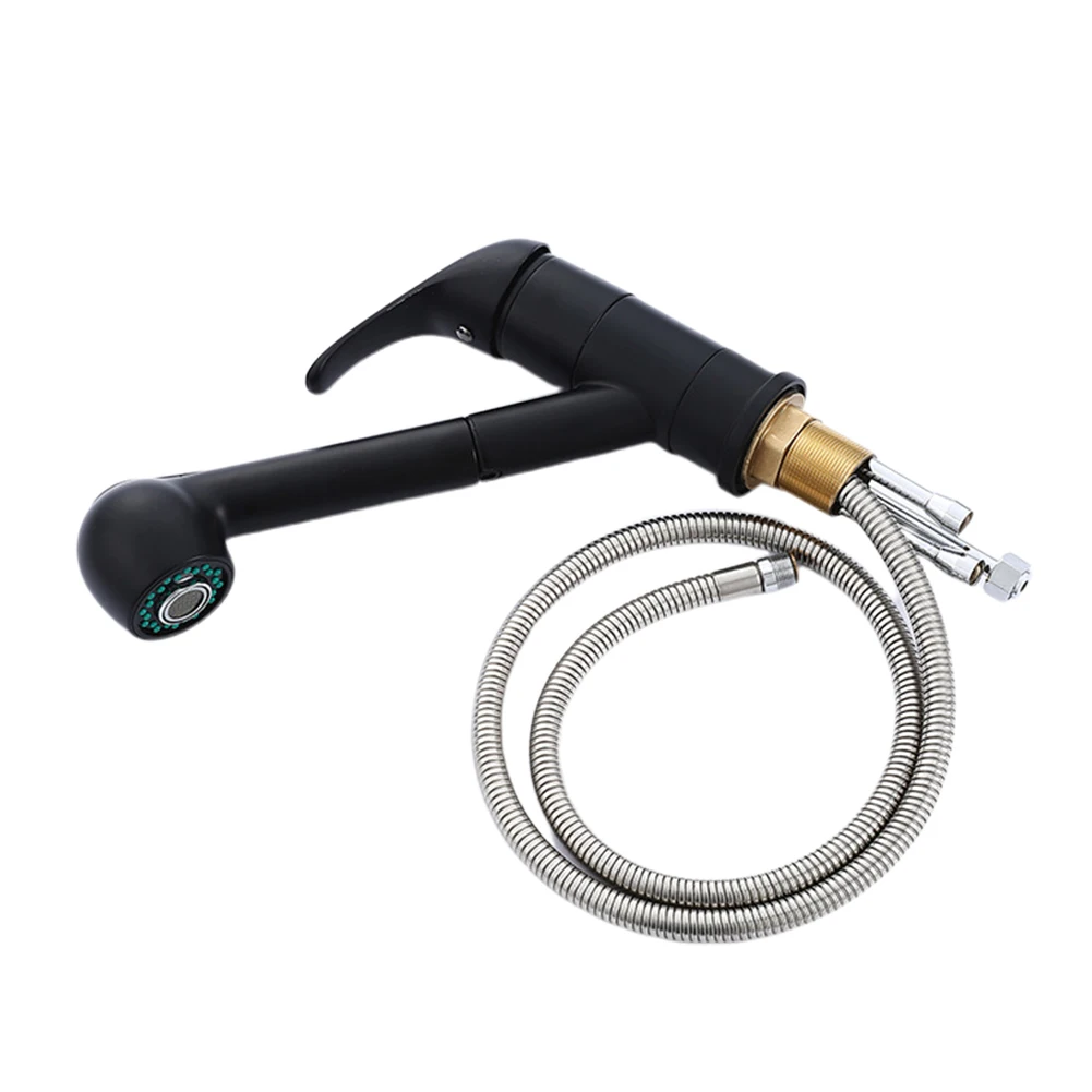

Water Copper Bathroom Kitchen Faucet Practical Mixer Tap Durable Single Handle Rust Resistant Pull Out Spray Home Washing Sink