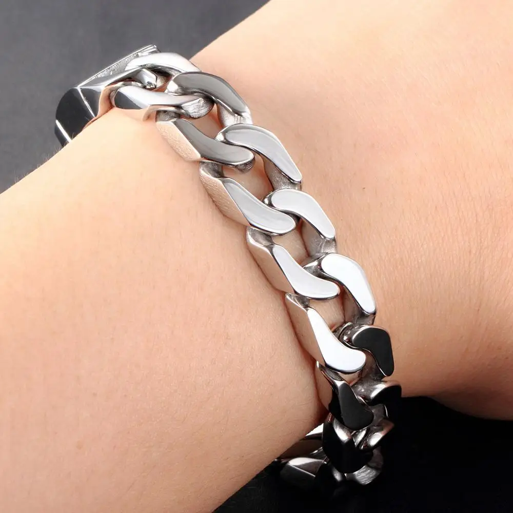 ChainsProMax Chunky Chain Bracelet Mens Stainless Steel Bracelet Miami  Cuban Link Chain Bracelet 14MM Hand Chain - Walmart.com