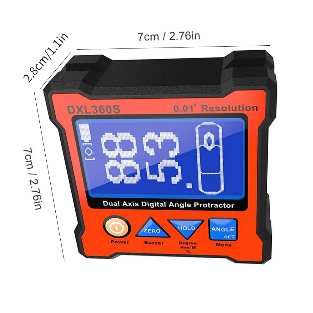 DXL360S Digital Angle Protractor Level Base Dual Axis Level