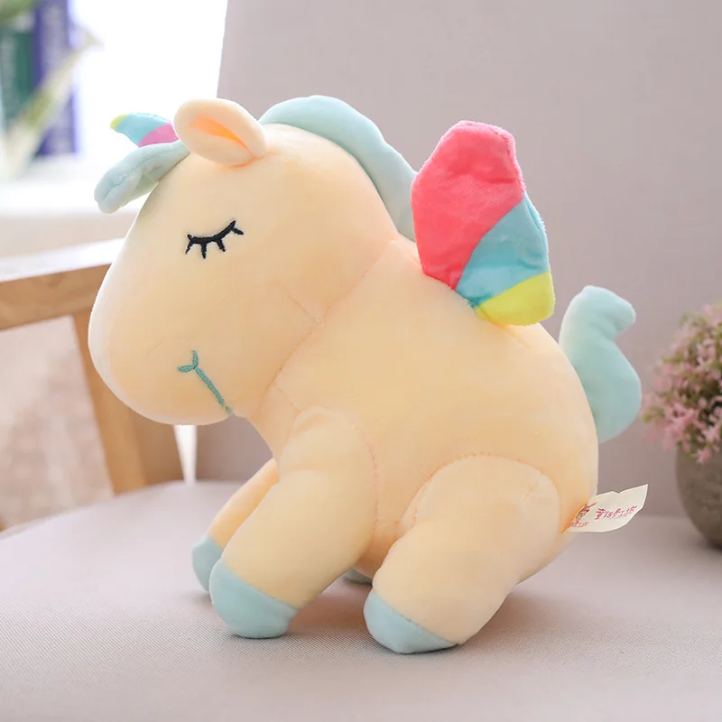 25 см, 40 см, 55 см, милая плюшевая игрушка в виде единорога, розовая Летающая лошадь с радужными крыльями, для маленьких детей, кукла, подарок на день рождения для маленькой девочки - Цвет: Цвет: желтый