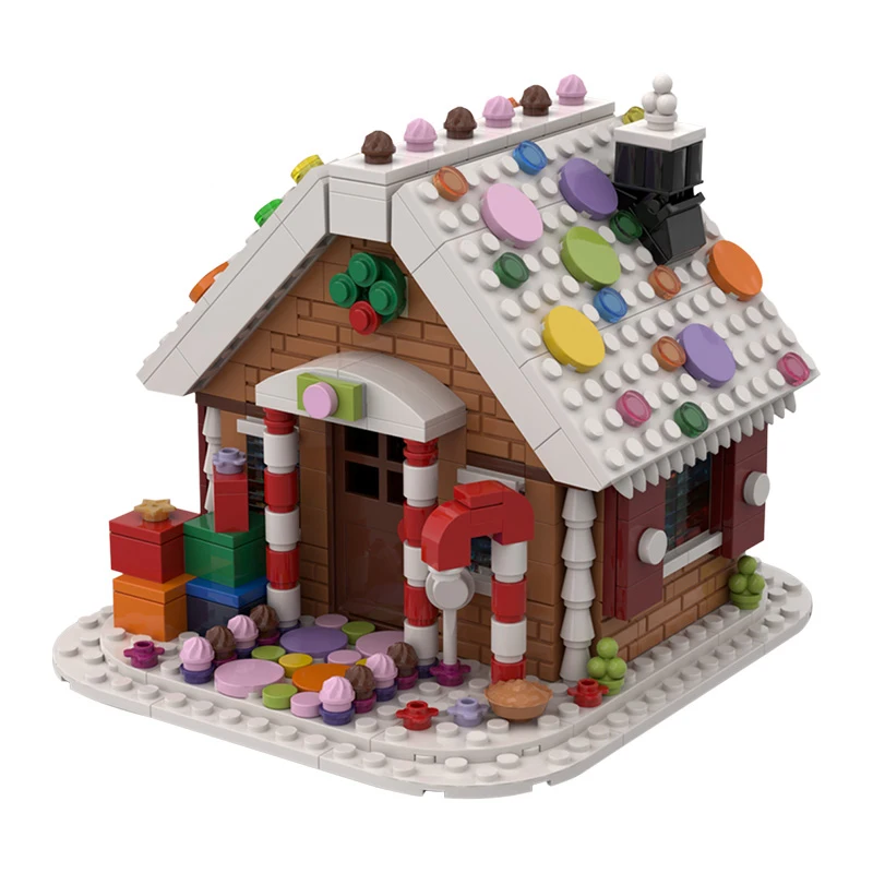 Moc Winter Snow House Christmas Fire Ring Country Pagoda Building Block Modello Village Gingerbread'S House Mattoni Giocattoli Regali