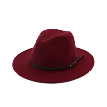Шляпа для мужчин и женщин, имитация шерсти, войлок, наружная шляпа, Панама, шляпа с широкими полями, Женская пряжка на ремне, Fedoras Chapeau Sombrero Mujer