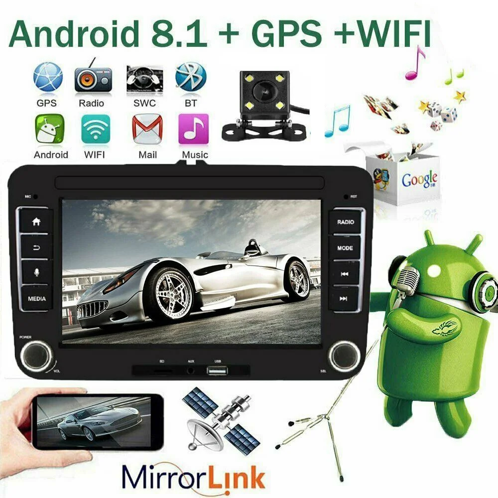 7 дюймов Автомобильный радиоприемник 2Din Android 8,1 gps NAVI FM для VW GOLF 5V 6 Jetta PASSAT вариант PM(с реверсивным Камера