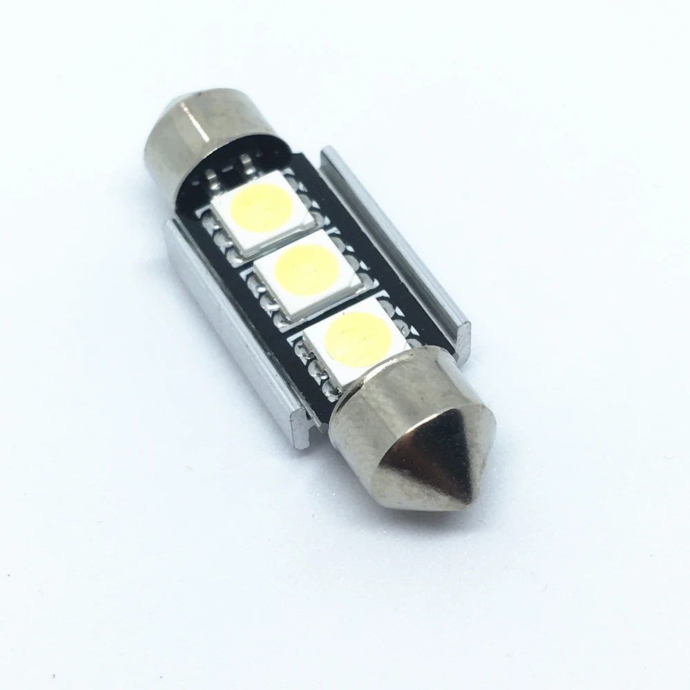 100pcs 36mm 39mm 41mm 3 Smd 5050 Led Dome Festoon White Auto Bulb Interior Light Car Light