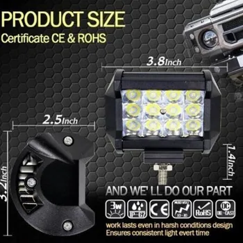 

1PC 4inch Car Fog Lamp 36W 12Led Quad Row LED Light Pods Work Bar Spot Combo SUV 1pc