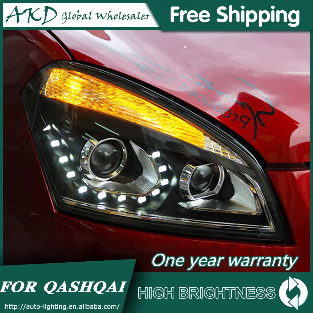 Фары для автомобиля Nissan 2007- Qashqai DRL дневные ходовые огни головная лампа светодиодный Биксеноновая лампа Противотуманные фары, аксессуары для автомобиля