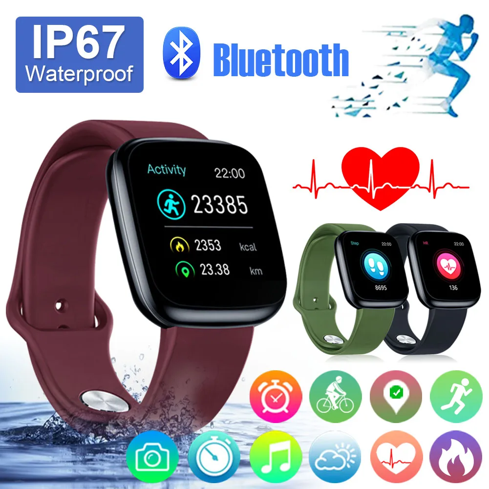 

Smart Watch Bluetooth Touch Screen IP67 Waterproof Sleep Blood Pressure Monitoring Message Reminder Wristwatch For Android iOS