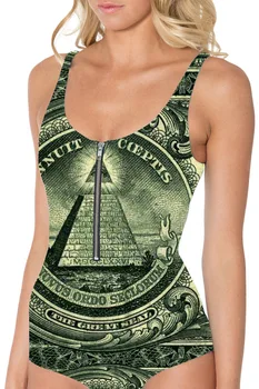 

Printed Retail US Dollar Zipper Linkage Swimsuit