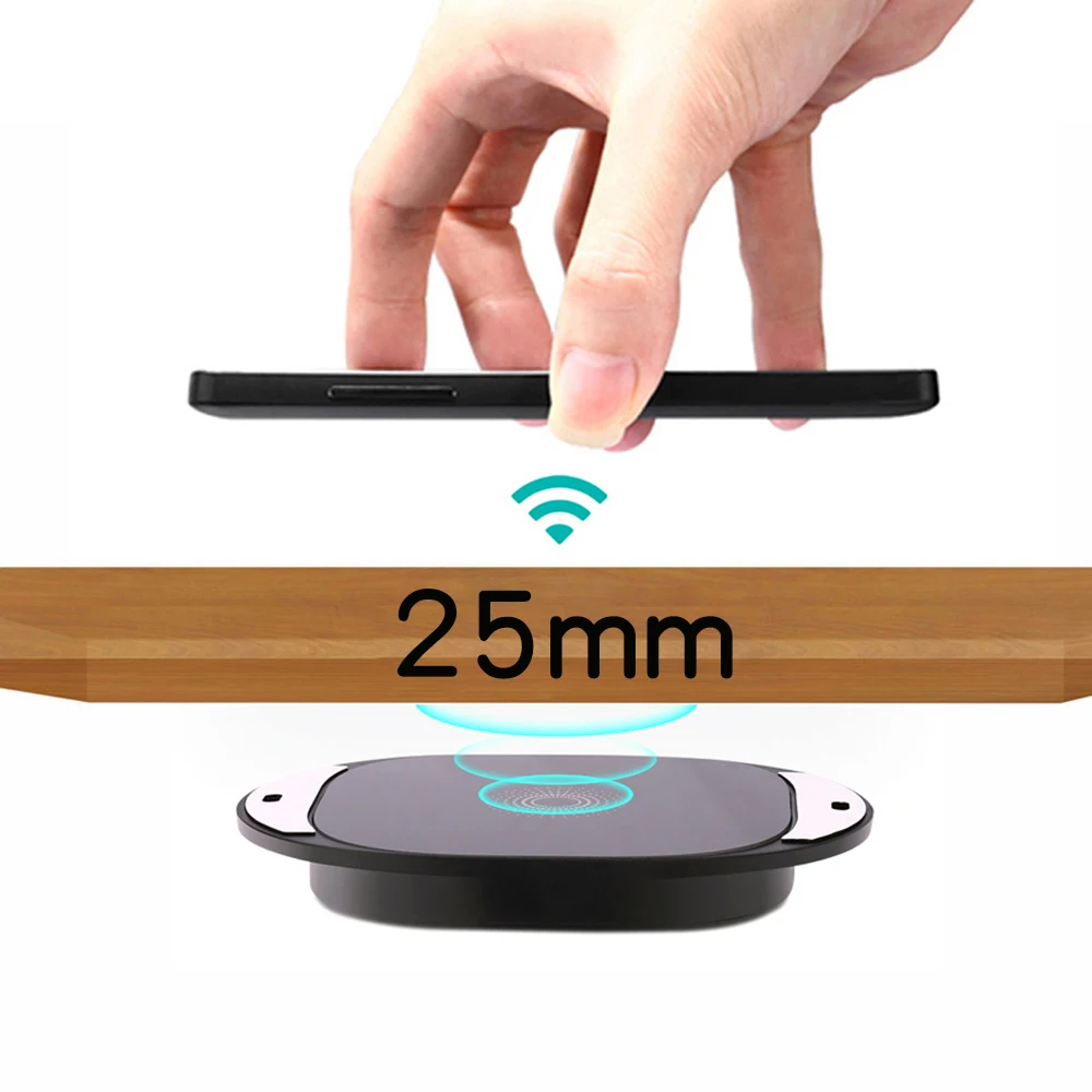 Wireless Charger 20mm Long Distance Invisible Marble Desktop Furniture Table Hidden Adsorption For iPhone Samsung Xiaomi Huawei | Мобильные