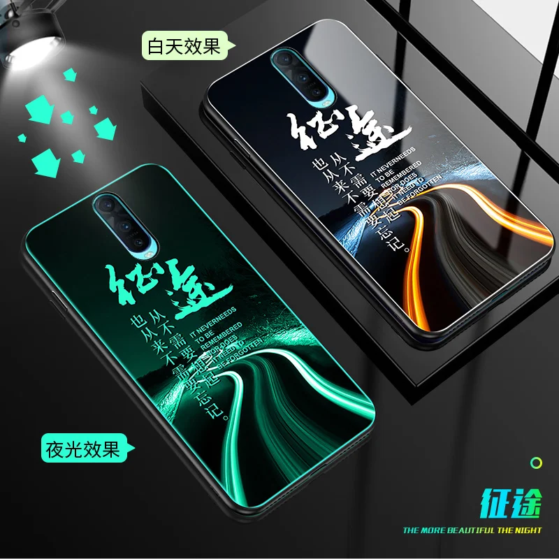 4 YueTuo светящийся чехол из закаленного стекла для OPPO A3 A5 A9 A57 A39 A59 A73 A77 A7X A83 A33 A37 A79 класса люкс на заднюю панель для телефона coque etui - Цвет: 4