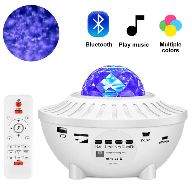 nite light Romantic Starry Sky Projector Light Remote Control Ocean Wave LED Star Night Nebula Cloud Bluetooth Music Speaker Galaxy Lamp potato night light Night Lights