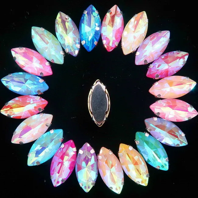 A29 Jelly AB colors Стеклянные кристаллы, серебряные когти, 8 размеров, красивые цвета, конский глаз, Наветт, маркиза, форма, пришитые стразы, бусины, Аппликации, сделай сам - Цвет: A29 Jelly AB colors