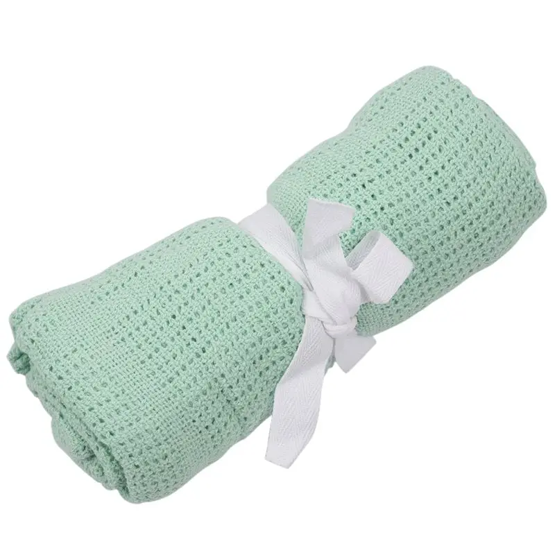 

Hot-100% Cotton Baby Infant Cellular Soft Blanket Pram Cot Bed Mosses Basket Crib Color:Fruit green