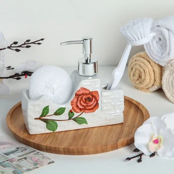 

Detergent dispenser 200 ml with sponge holder with rosebud brush