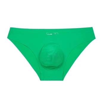 

Men Sexy Briefs Seamless Green Ice Silk Ultra-thin Translucent Bulge Pouch Male Panties Low-rise Bikini Underpants