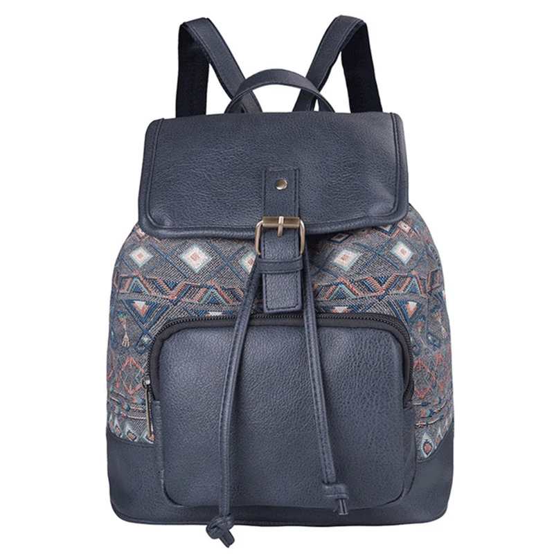 Национальный женский рюкзак, Mochila модный рюкзак для девочек, винтажный рюкзак через плечо, женская сумка, школьный рюкзак для женщин - Цвет: Blue2