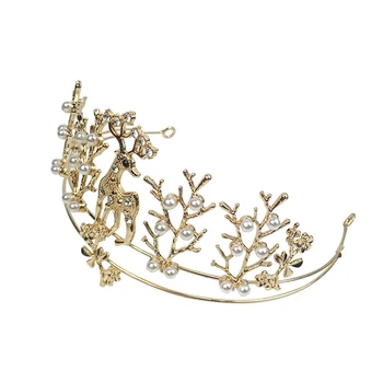 

Lovely Crown Christmas Deer Alloy Performance Wedding Tiara Crown Headdress Accessories Hair Hoop for Children Kids Party Decor