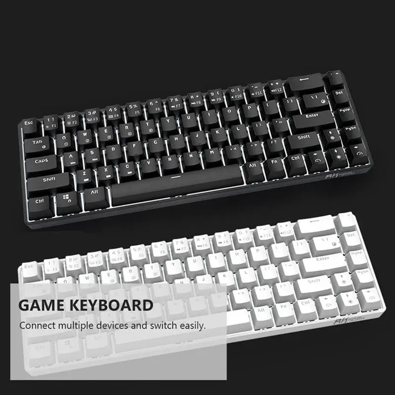 

RK855 Wireless Bluetooth Dual Mode Mechanical Gaming Keyboard 68 Keys Portable Keyboard for Game Player Home Office Computer