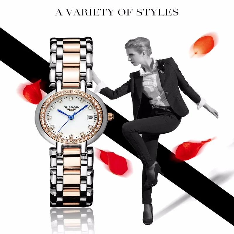 GUANQIN GQ15005 Relojes Mujer часы женские брендовые Модные Роскошные наручные часы с бриллиантами из нержавеющей стали водонепроницаемые винтажные часы