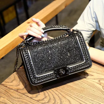 

Sequined Small Square Bag 2020 New Style Cool Fashion Cross-Body Chain Bag Mini Portable Shoulder Bag