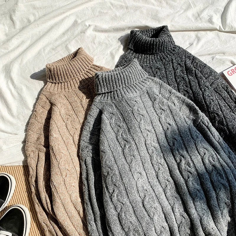 Winter Turtleneck Sweater Men Warm Fashion Solid Color Casual Knit Sweaters Man Sweter Clothes Loose Long Sleeve Pullover Men Winter Turtleneck Sweater Men Warm Fashion Solid Color Casual Knit Sweaters Man Sweter Clothes Loose Long Sleeve Pullover Men