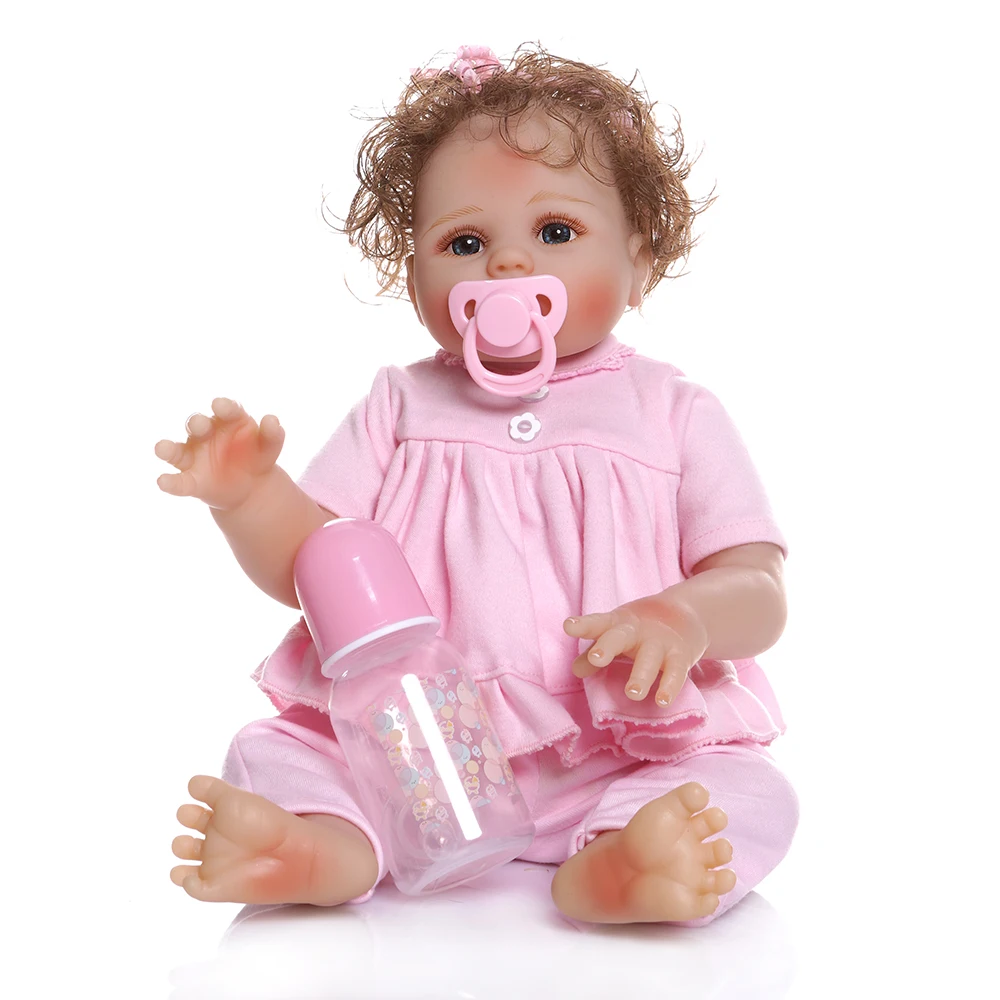 48 см NPK кукла мягкий гибкий полный корпус силиконовый bebe reborn Девочка в розовом платье милое лицо приятные Новорожденные куклы подарок