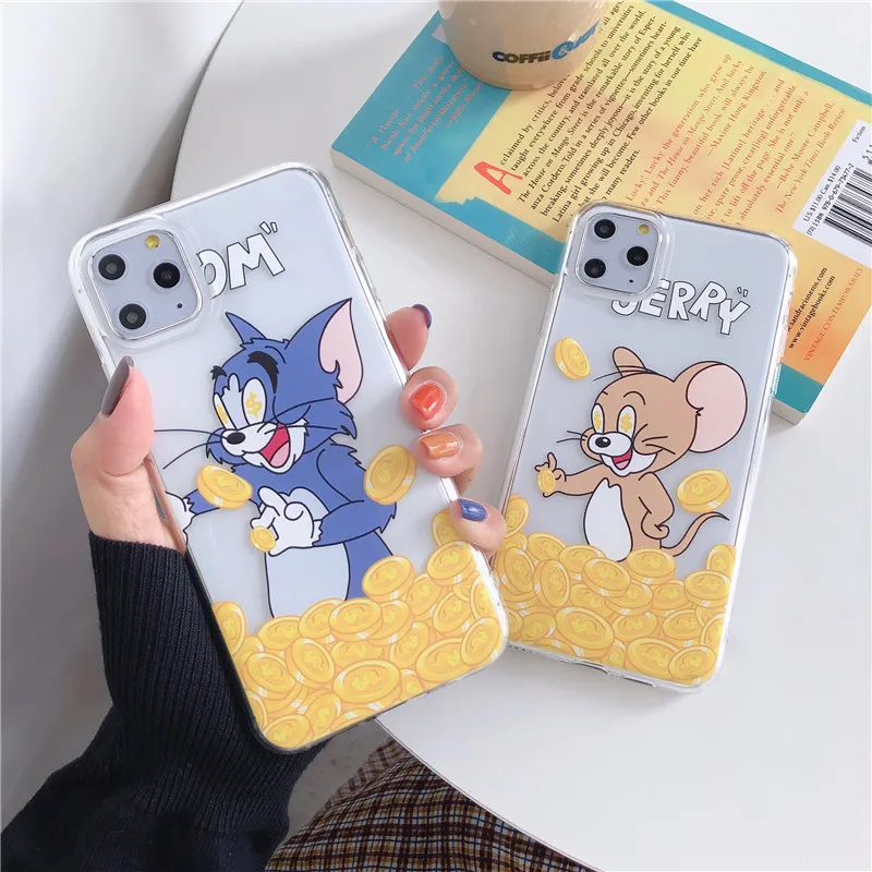 Забавный чехол для телефона Tom Jerry для iPhone 11, 11Pro Max, милый мультяшный чехол с котом, мышкой, чехлом для денег для iPhone X, XR, XS, Max, 8, 7, 6, 6s Plus, чехол