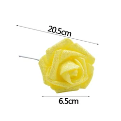 Gold and Silver Glitter Foam Rose Flowers for Decorative Arrangements - Pack of 5/10/20pcs (6.5cm yellow)